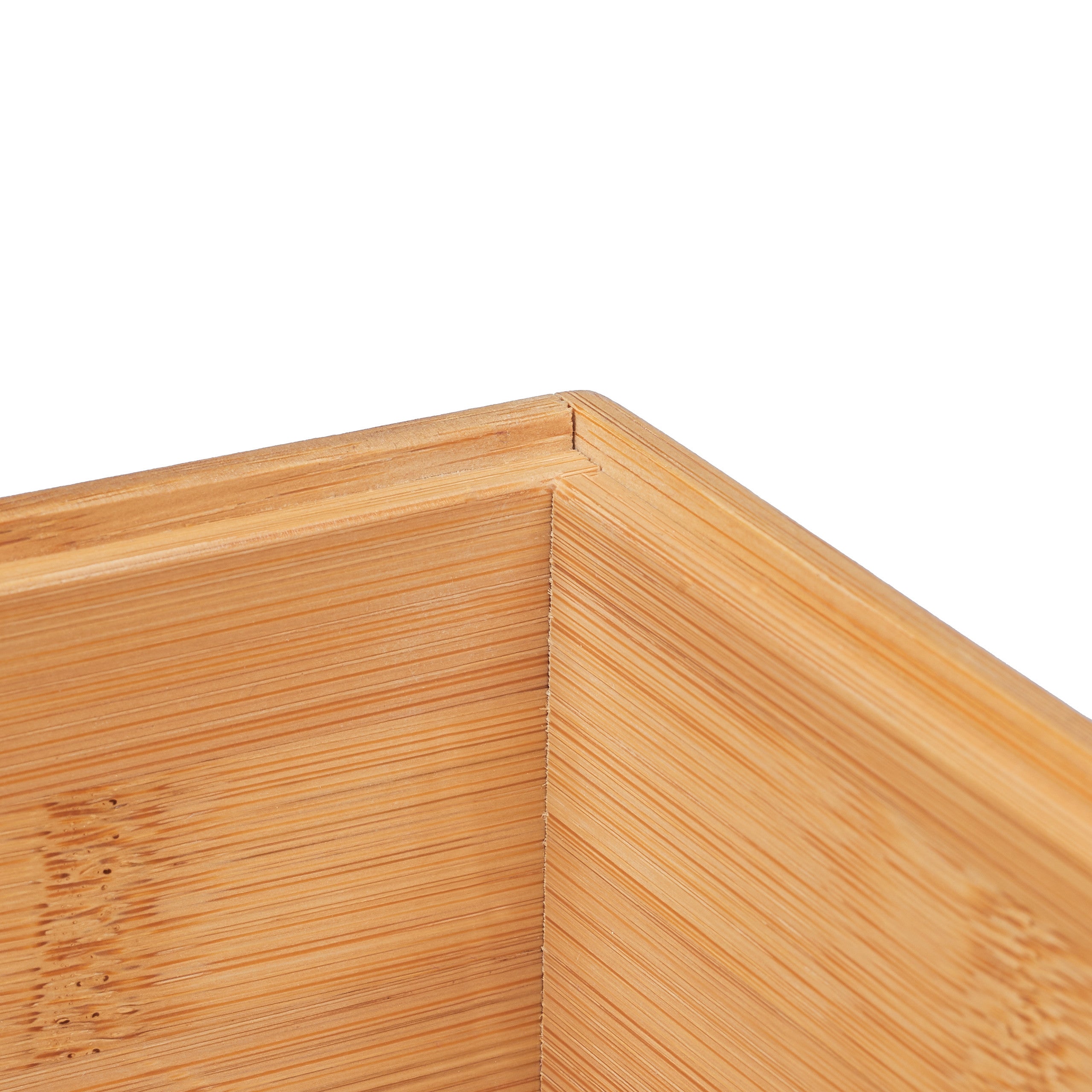 Boîte de rangement en bambou robuste et empilable, sans couvercle, avec poignées, 14 x 30 x 20 cm, naturel, taille M, Relaxdays - 8