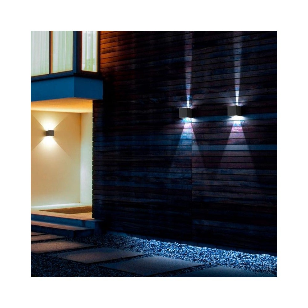 Kinkiet LED Cubetto IP54 6,5W z regulowanymi żebrami, ciemnoszary