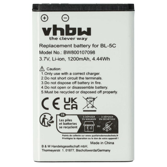 vhbw batteria compatibile con Alinco DJ-CH27B, DJ-CH27S, DJ-FX-446, DJ-FX446, DJ-FX45 smartphone cellulare (1200mAh, 3,7V, Li-Ion)
