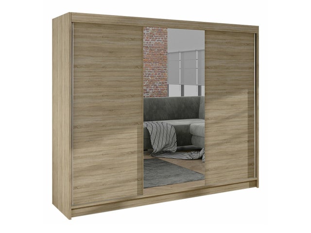 Roupeiro Closico Durion I, Carvalho sonoma, 215x200x58cm, Portas para roupeiro: Deslizante, Número de prateleiras: 9.00