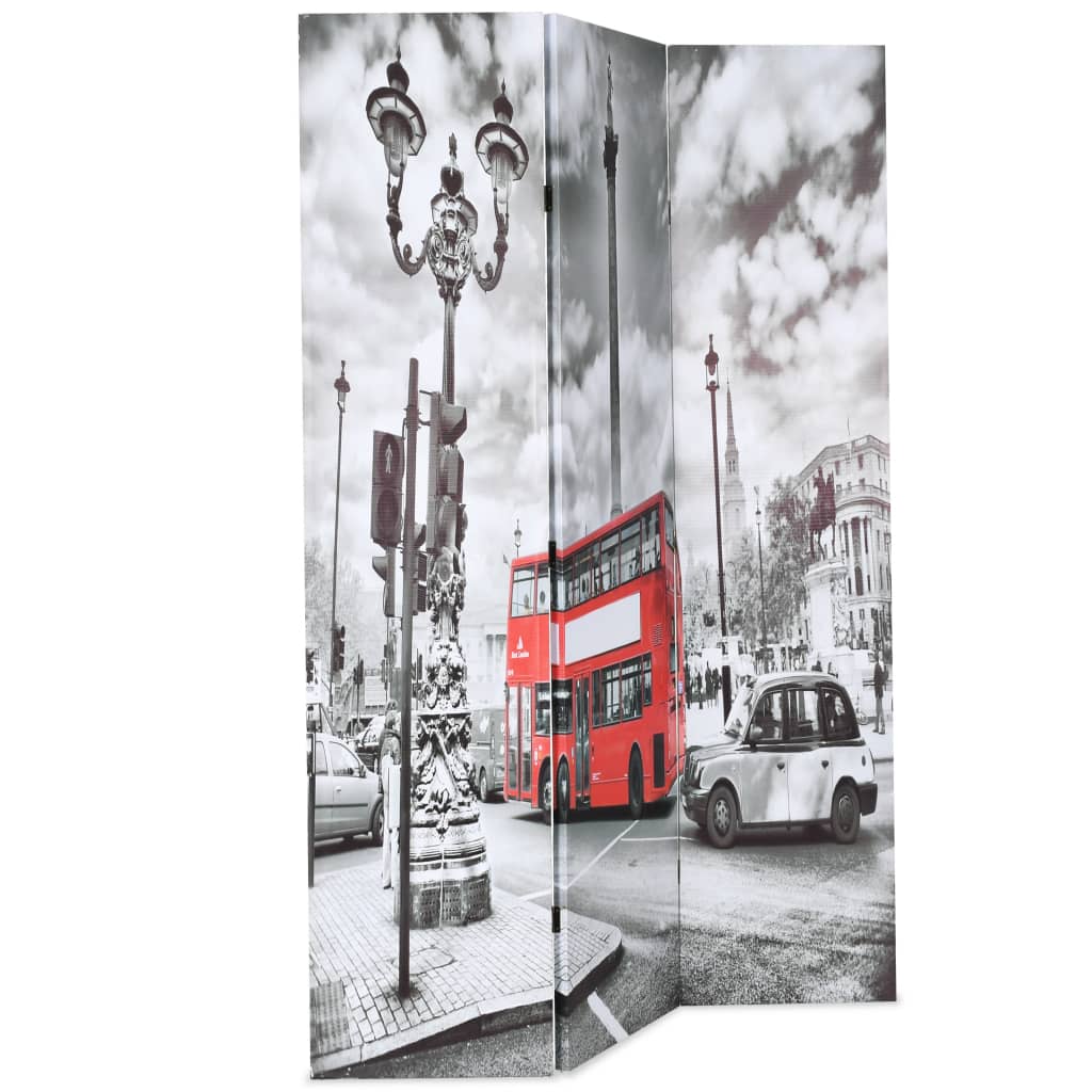 Biombo separador divisor - plegable 120x170 cm bus londres blanco y negro