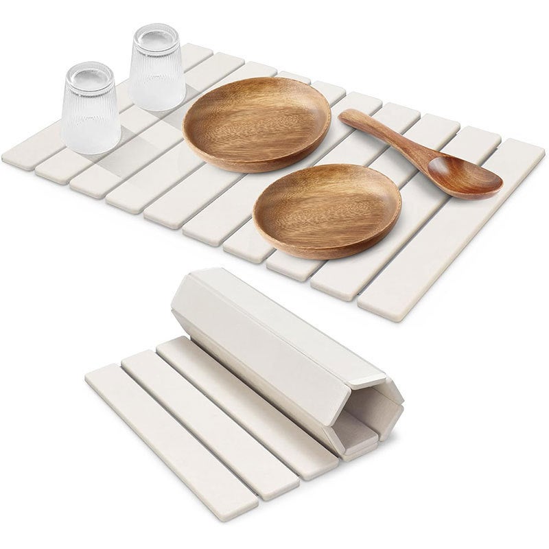 Estera plegable para escurridor de platos, estera absorbente multifuncional para encimera, 30*40 cm, blanco