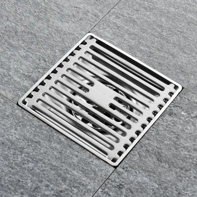 Filtru de scurgere pătrat din oțel inoxidabil Enowelir, 15 cm, pentru chiuvetă de bucătărie și baie, pentru duș