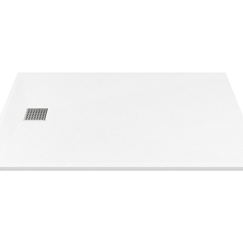 Brodzik posadzkowy lub wpuszczany w posadzkę z żywicy - Biały - 140 x 80 cm - MIRNOSA