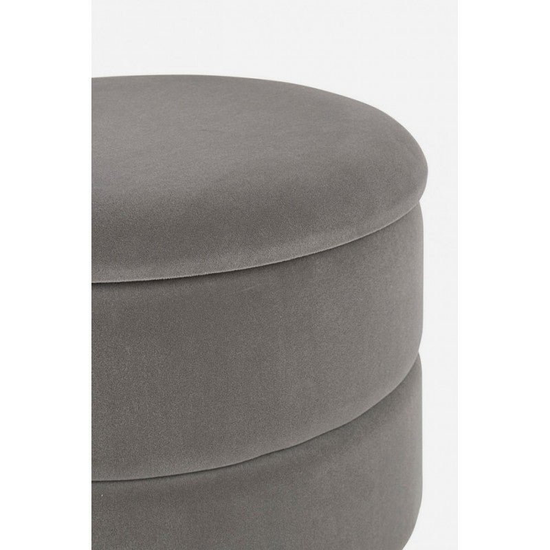 Tabouret avec structure en métal doré et velours gris - 3