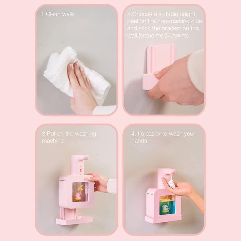 Distributeur De Savon Automatique pour Enfants - Distributeur De Savon Automatique sans Contact - Savon en Mousse Intelligent (Petit Dinosaure Rose) - 6