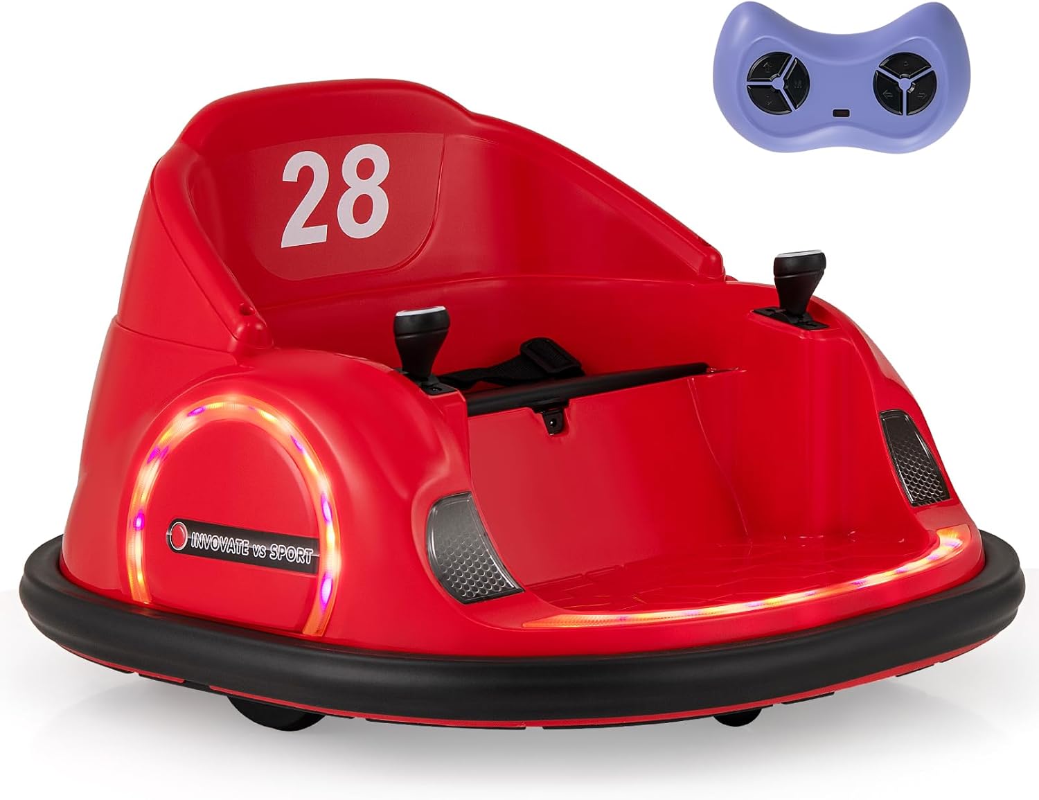 ELEMARA Auto Tamponneuse Enfant – 12V, Télécommande, Grande Roue, 3,5 Km/h, Musique Bluetooth, LED – Bleu