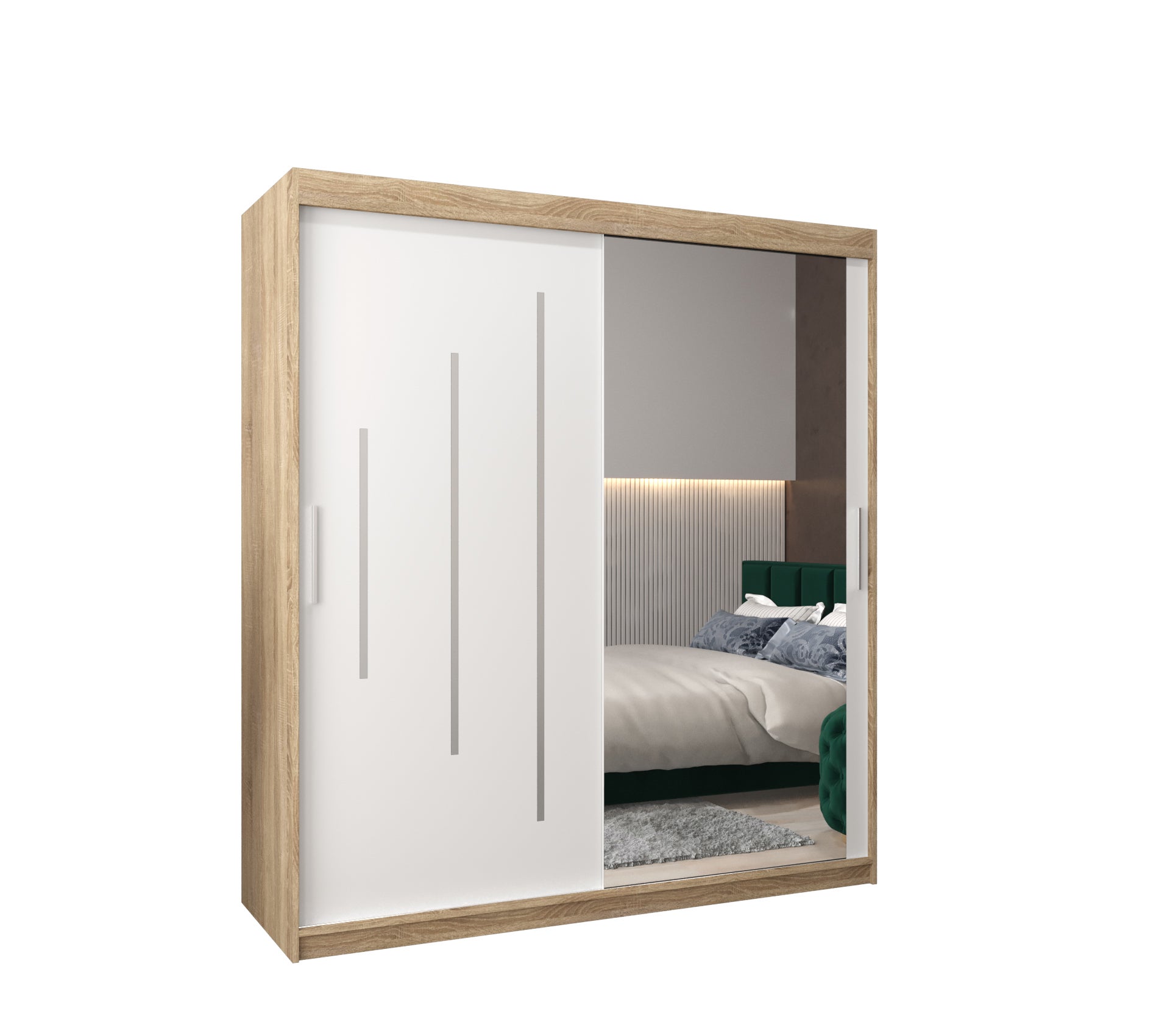 Szafa przesuwna garderoba York 2 180 x 62 x 200 cm Sonoma + Biały - Abiks Meble