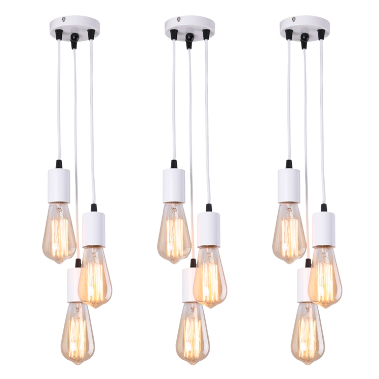 Zestaw industrialnych żyrandoli metalowych lamp wiszących głowicami lamp sufitowych stylu vintage wiszących regulacją wysokości wyspowych bez żarówki