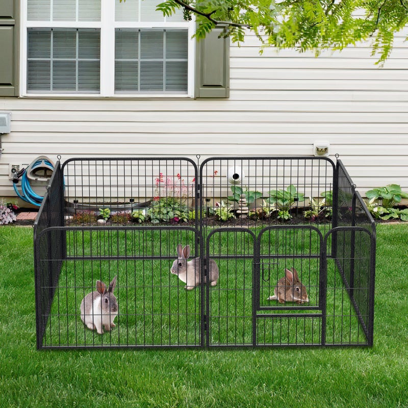 Enclos pour chien 8 pièces hauteur 60cm parc pour chiots avec porte et bâche de protection pliable Montage sans outil pour chiens et chats - 7