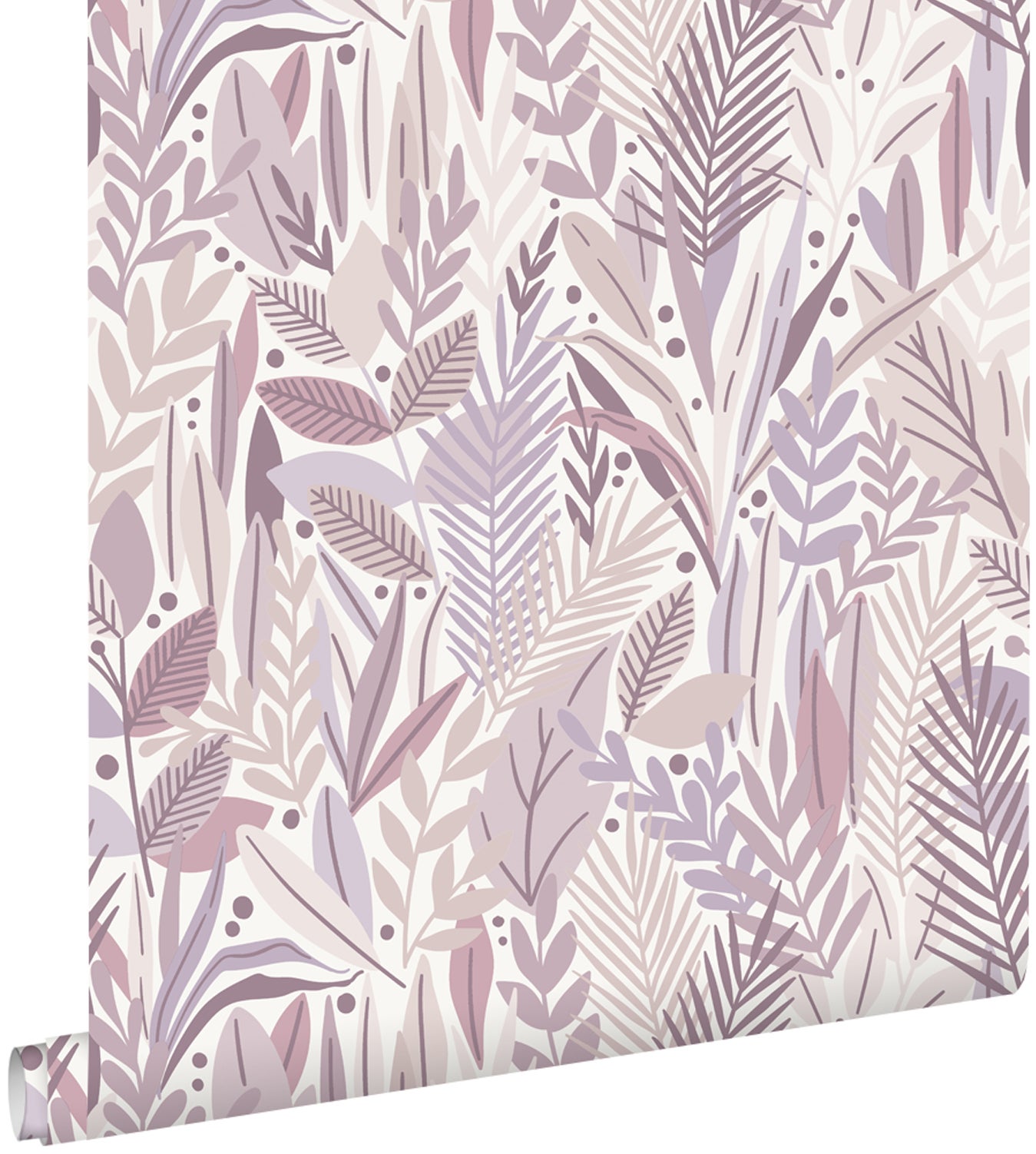 Papel pintado hojas morado lila - 50 x 900 cm - estahome