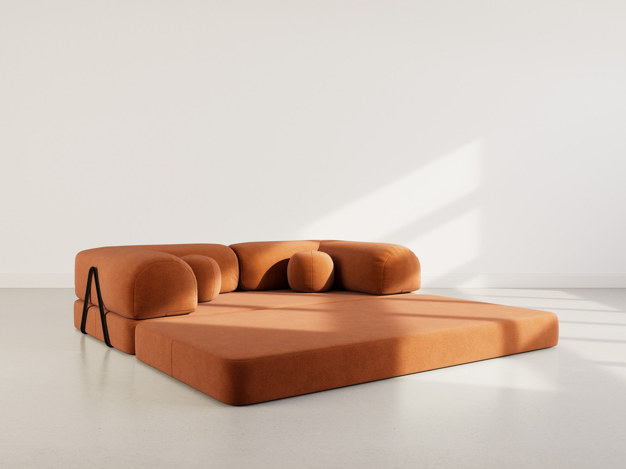 Canapé droit convertible 3 places en velours texturé terracotta - NEBULA - Best Mobilier - 4