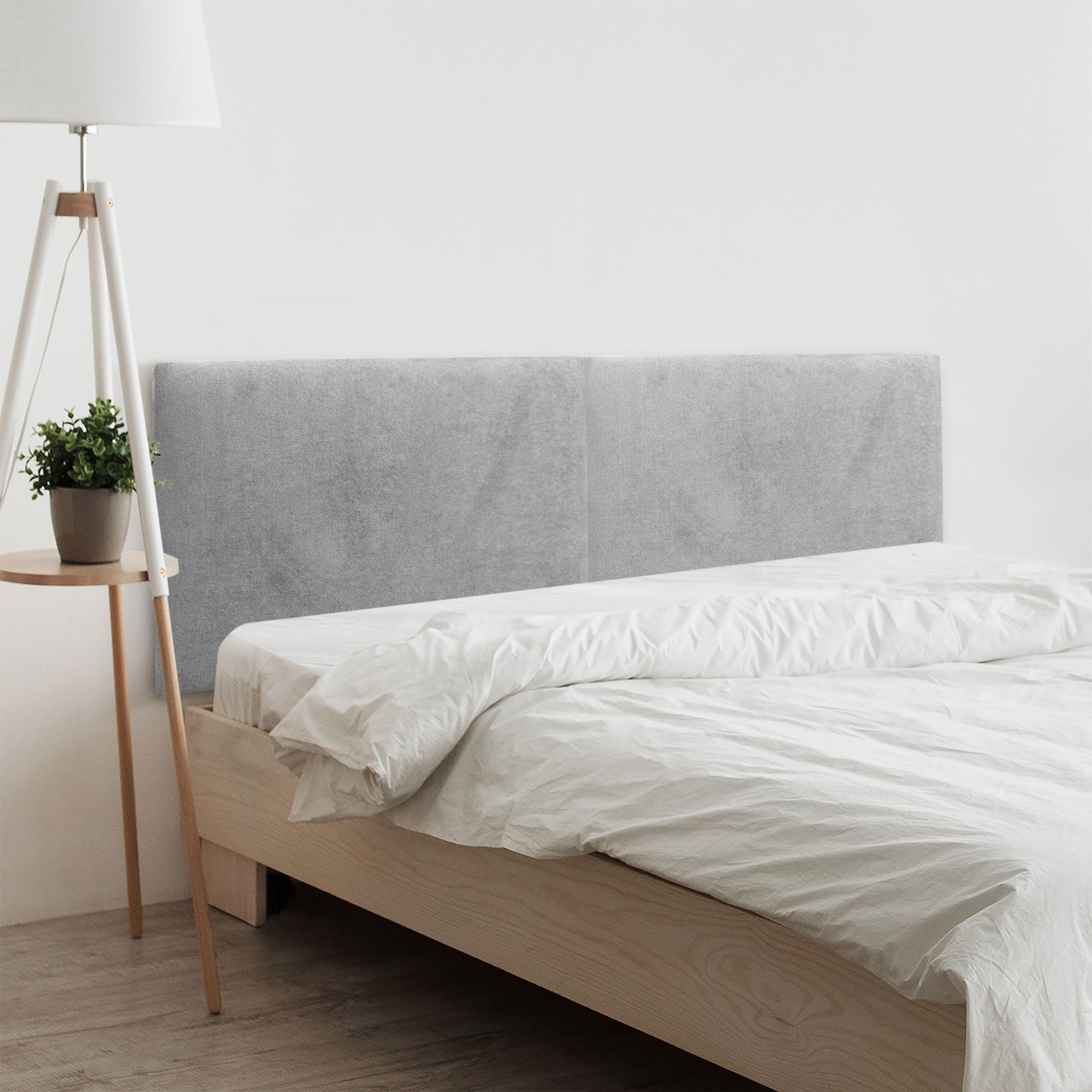 Dhome cabecero de tela acualine liso dual dividido en 2 piezas tapizado de alta gama cabezal dormitorio (gris, 220cm)