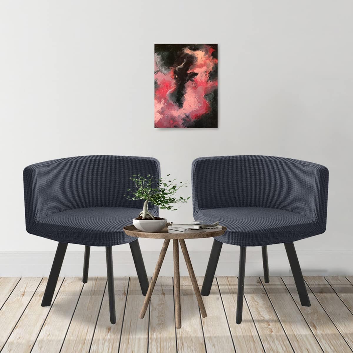 Housse de Chaise Scandinave Velours 2 Pieces Blanche Bureau Fauteuil ...