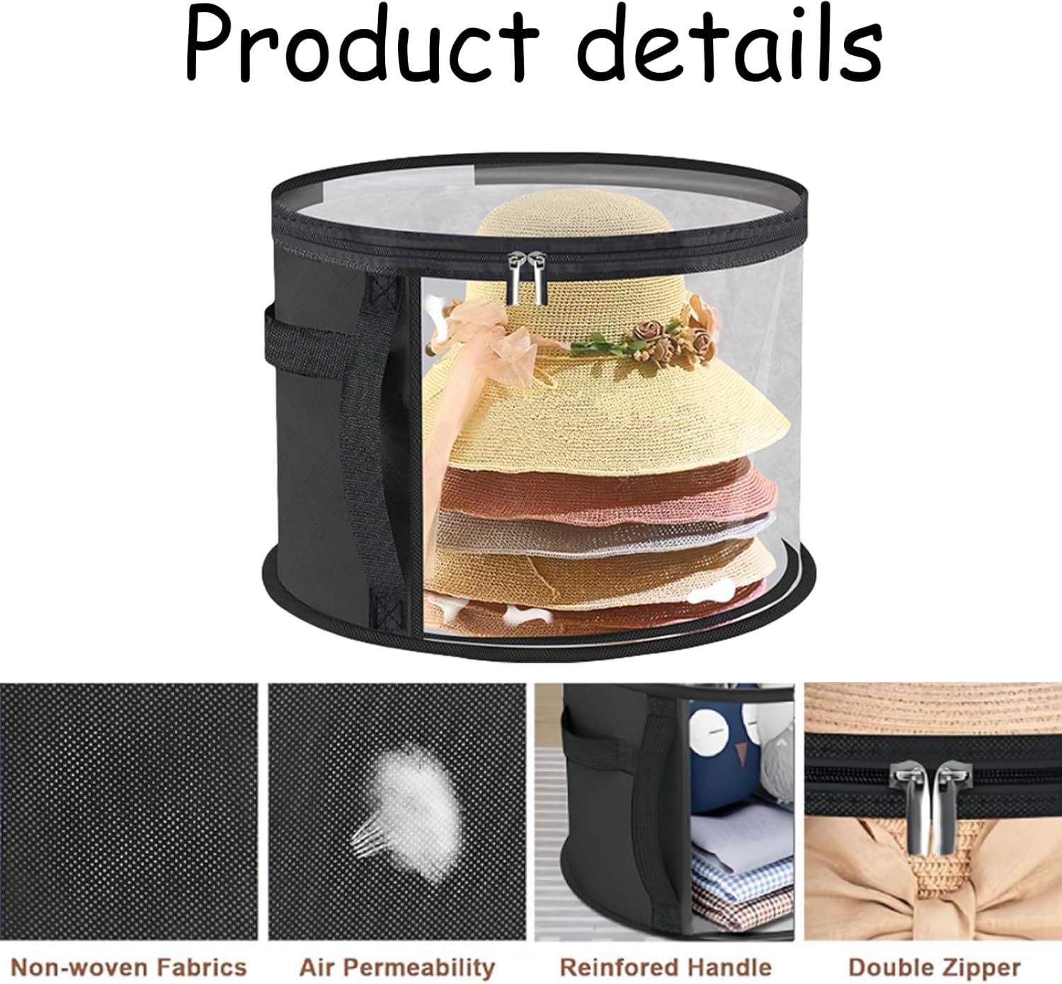1PCS Hat Box Storage Bag,Boîte De Rangement Pliable Pour Chapeaux,Léger