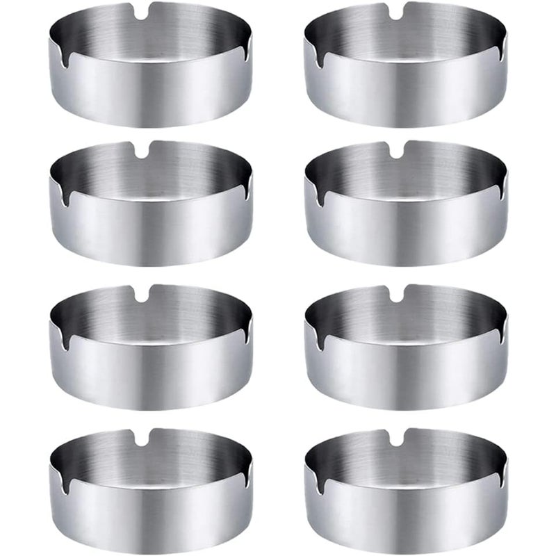 8 popielniczek ze stali nierdzewnej do użytku wewnątrz pomieszczeń – 8 cm – do biura, baru, restauracji, hotelu, kawiarni, KTV