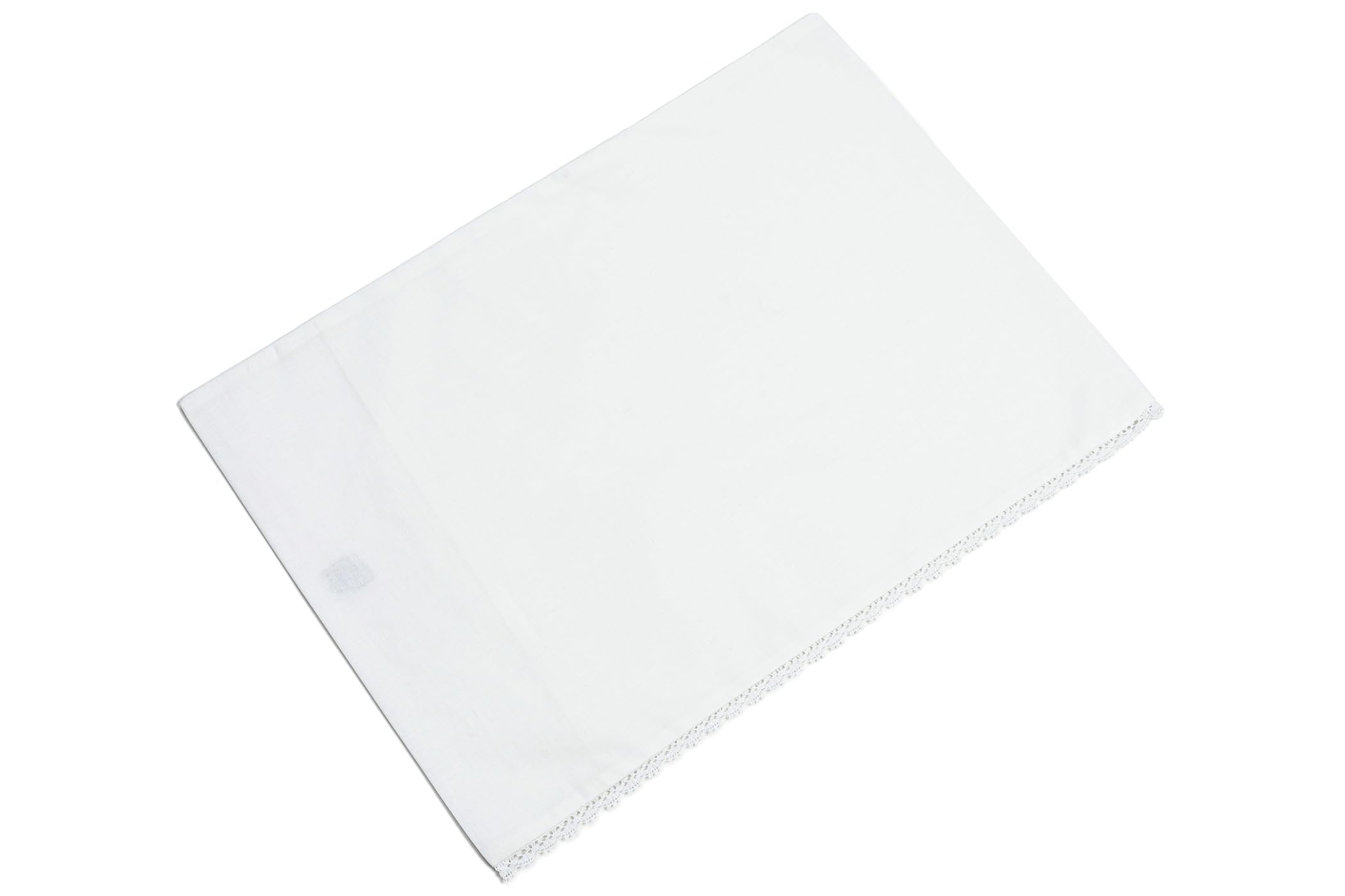 Filet - Set Lenzuolino per Carrozzina 3 Pezzi in Tinta Unita Bianca, 1 Lenzuolo sotto con Angoli, 1 Lenzuolo Sopra con Fascia in Tela Aida da Ricamare - 3