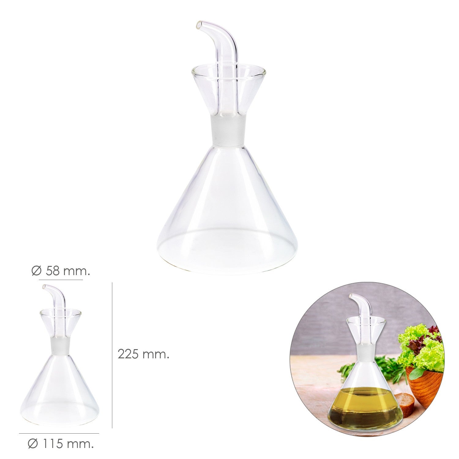 Aceitera De Cristal Con Sistema Antigoteo, Capacidad 500 ml. - 2
