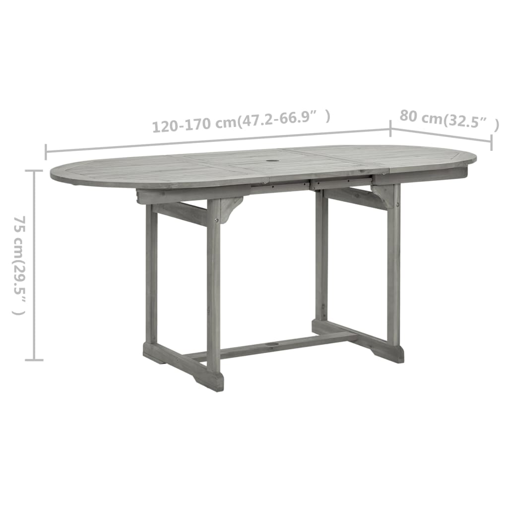 Table à dîner de jardin (120-170)x80x75 cm Bois d'acacia massif 4 - 9