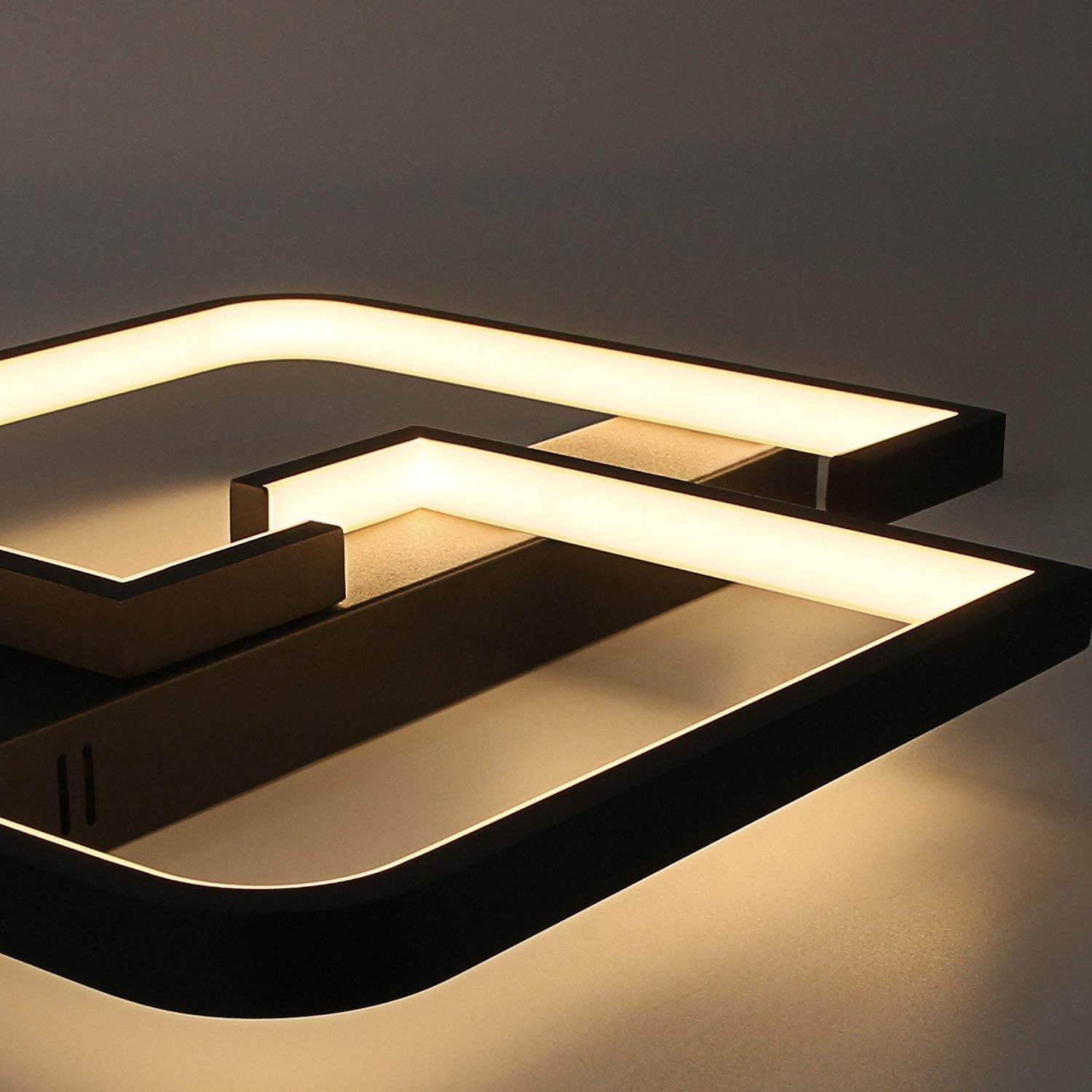 NETTLIFE plafonnier LED 35W noir lampe de salon dimmable avec télécommande design moderne lampe de table à manger lampe de bureau lampe de couloir - 7