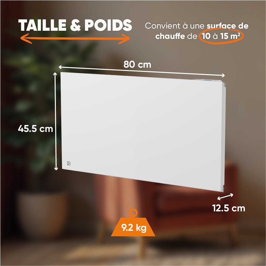 Radiateur électrique fixe connecté WIFI à inertie sèche céramique 1500W Bestherm NESSA CONNECT horizontal blanc - 6