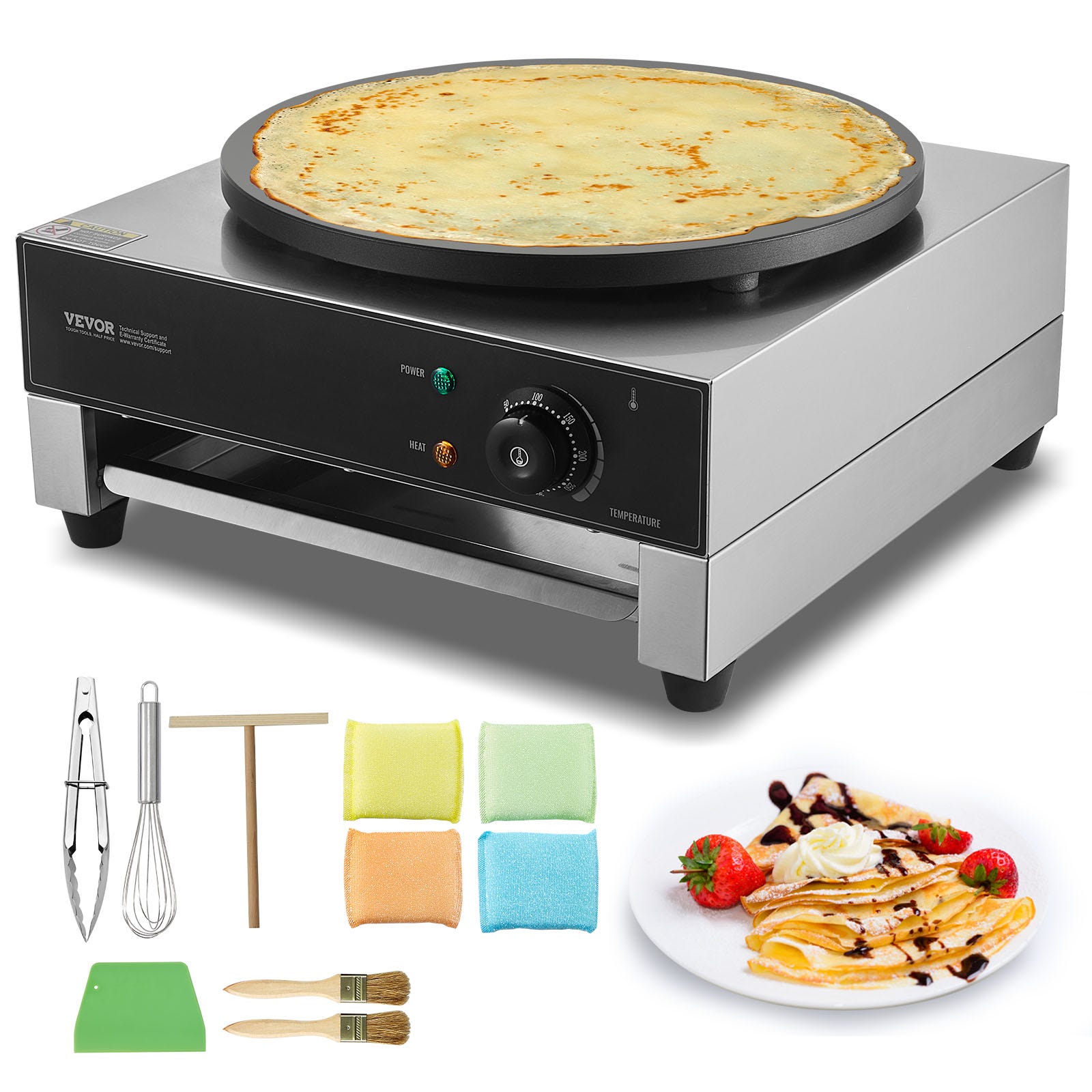 VEVOR crêpière électrique 40 cm, crêpière professionnelle, antiadhésive ...