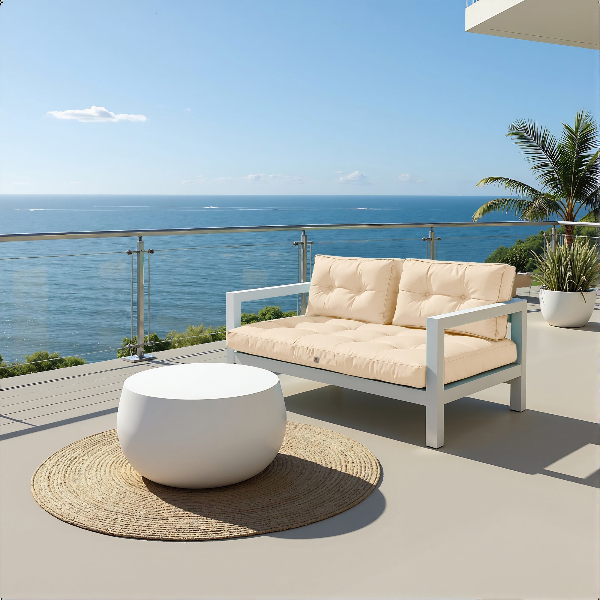 Coussins pour salon de jardin capitonné 120x60cm Beige - 2