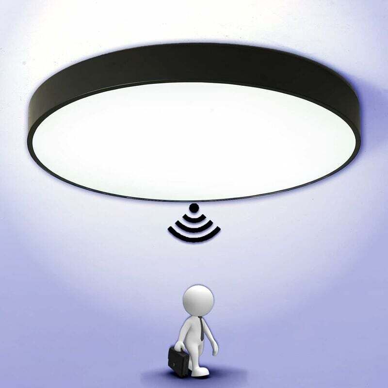 Lampă de tavan LED rotundă, 12W 6500K alb rece, modernă, neagră, IP54, impermeabilă, lampă de tavan LED pentru baie, living