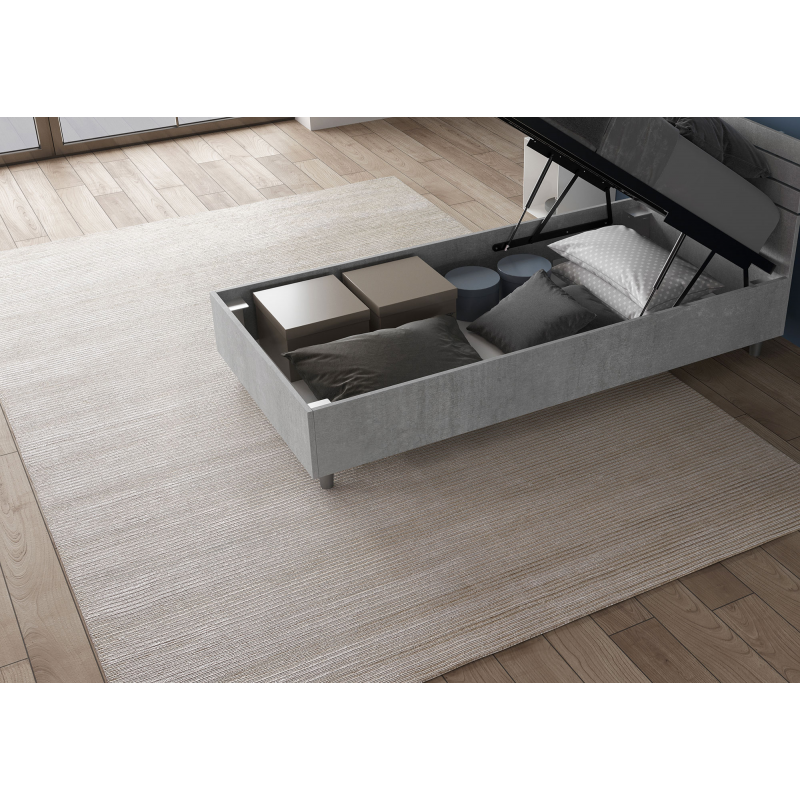 Lit en bois avec tête de lit inclinée Renoma-Couleur Gris-80x200 - 4