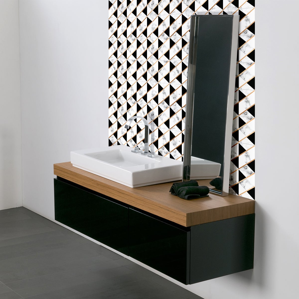 24 adesivi piastrelle di cemento effetto marmorizzato in oro bianco e nero - Sticker adesivo - adesivi murali - 24stickers10x10cm - 5