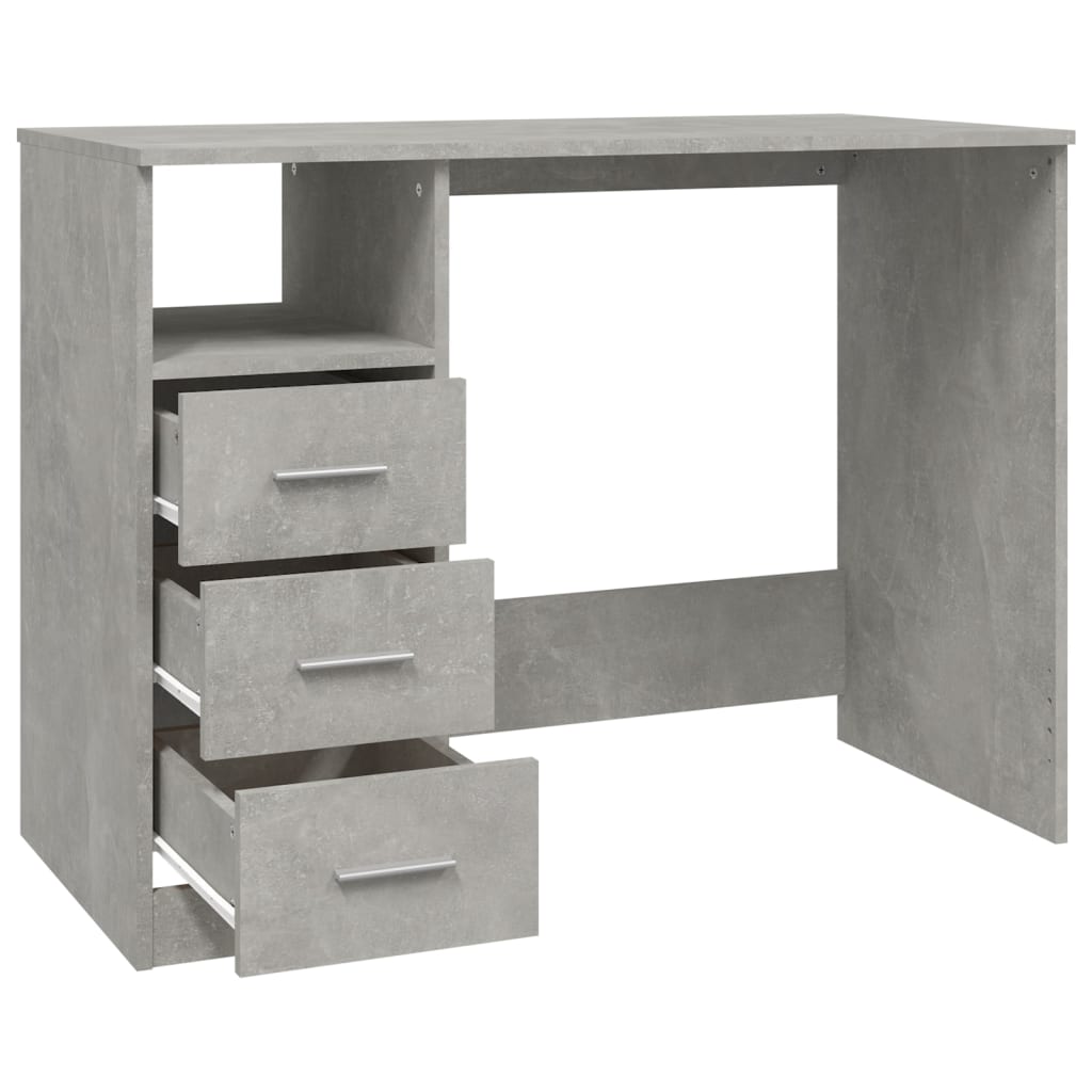 Bureau avec tiroirs Gris béton 102x50x76 Bois d'ingénierie - 7