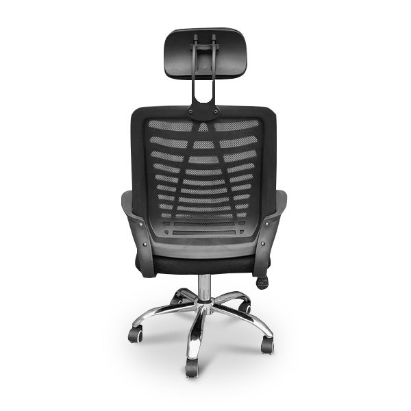 Chaise d'étude pour jeunes avec assise et dossier en textile en résille, noir. Modèle Esther - 3