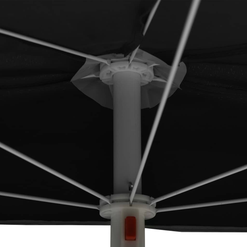 Demi-parasol de jardin avec mât 180x90 Noir - 7