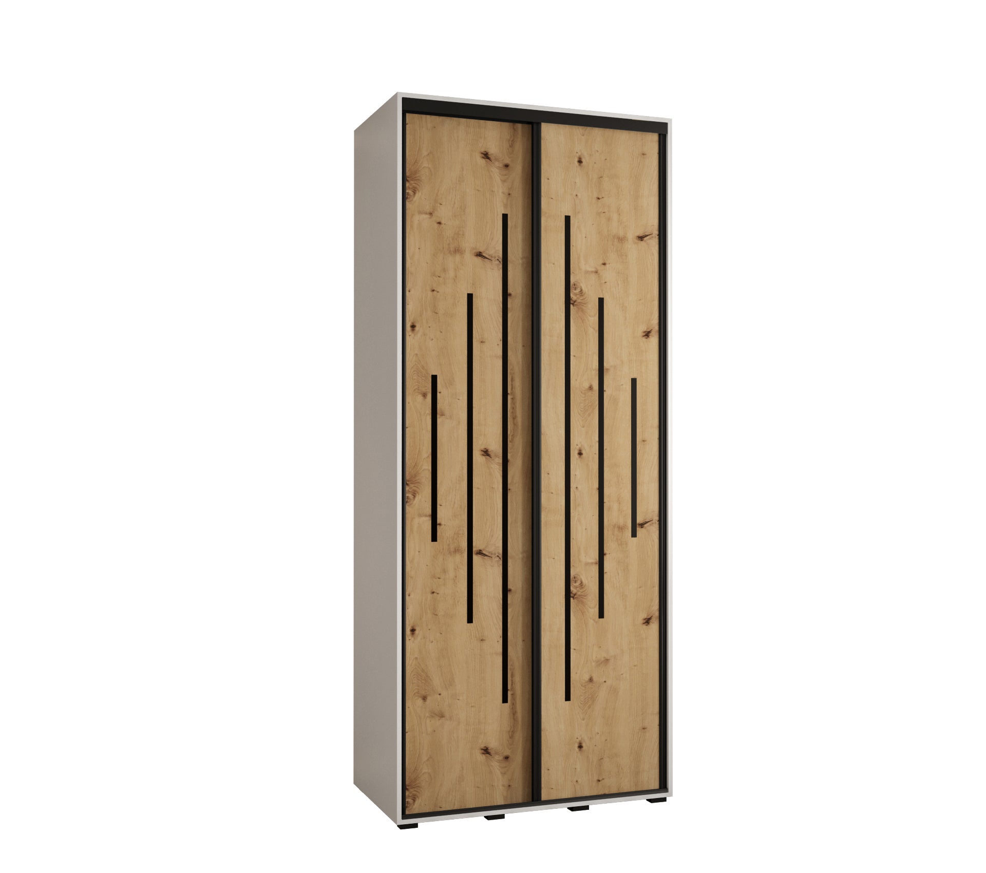 Szafa przesuwna wysoka Davos 12 100 x 60 x 235,2 cm biały + artisan + u. czarny - Abiks Meble