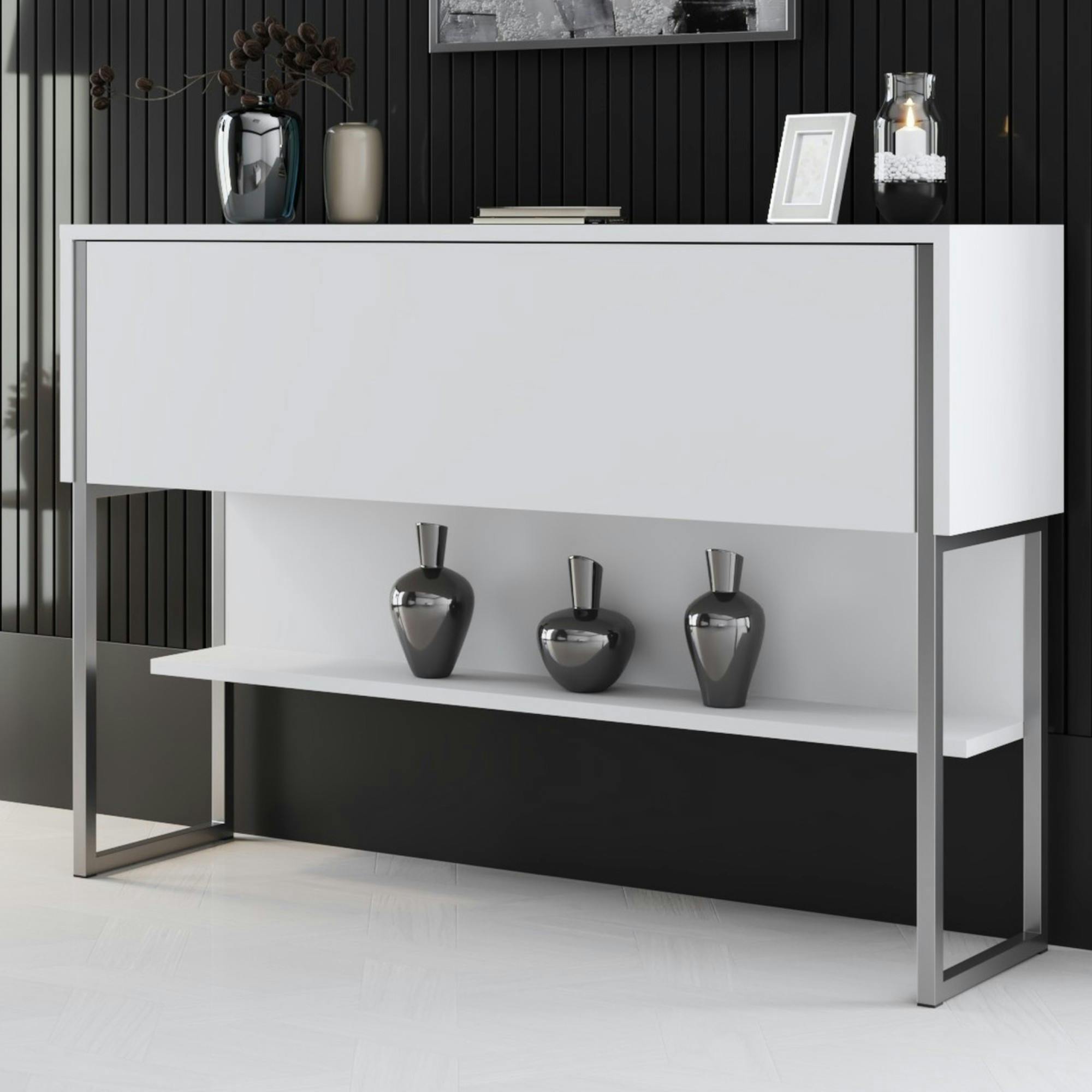 Console d'entrée blanche design avec grand rangement JENA | Leroy Merlin