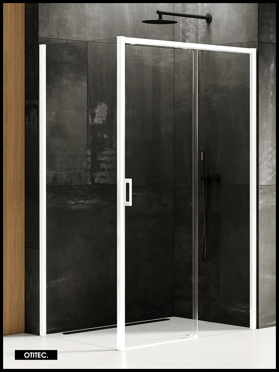 Paroi de douche fixe + porte coulissante DELTA noir mat 180-182.6 cm