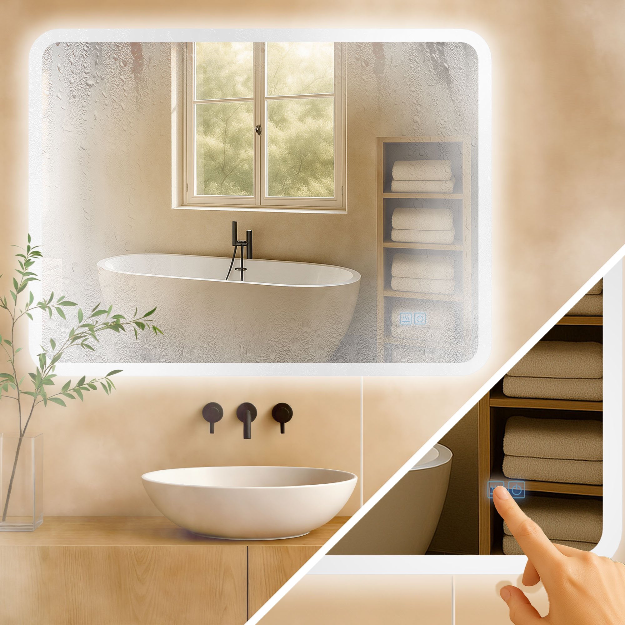 Miroir Mural 100x70 avec LED Dimmable et Fonction Anti-buée - 4