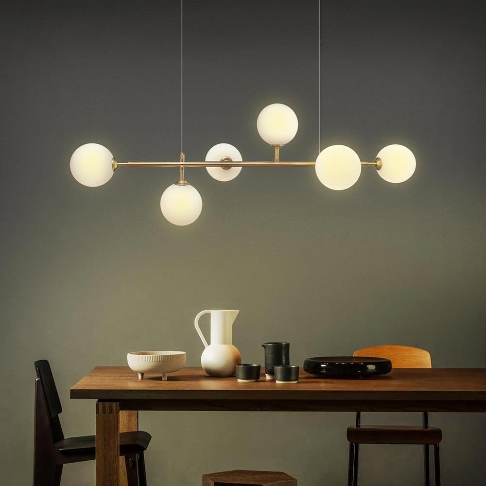 Plafonnier suspendu avec 6 boules Lampe décorative Bronze pour salon Cuisine Douille G9 - 9