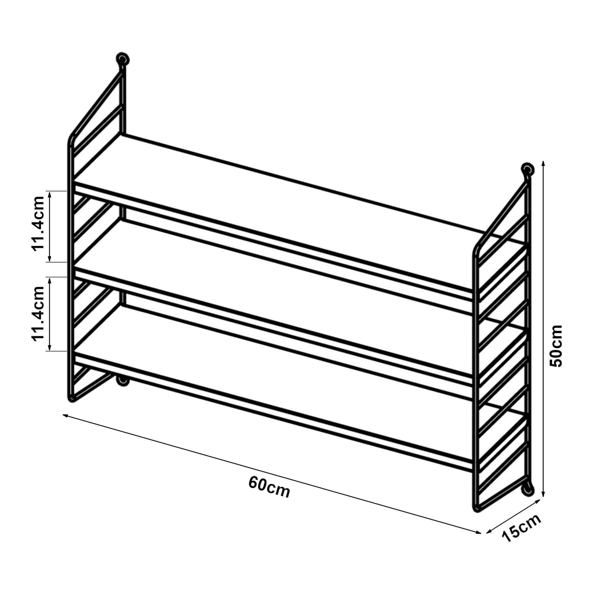 Étagère murale Strängnäs à 3 niveaux modulables 50 x 60 x 15 cm rouge [en.casa] - 4