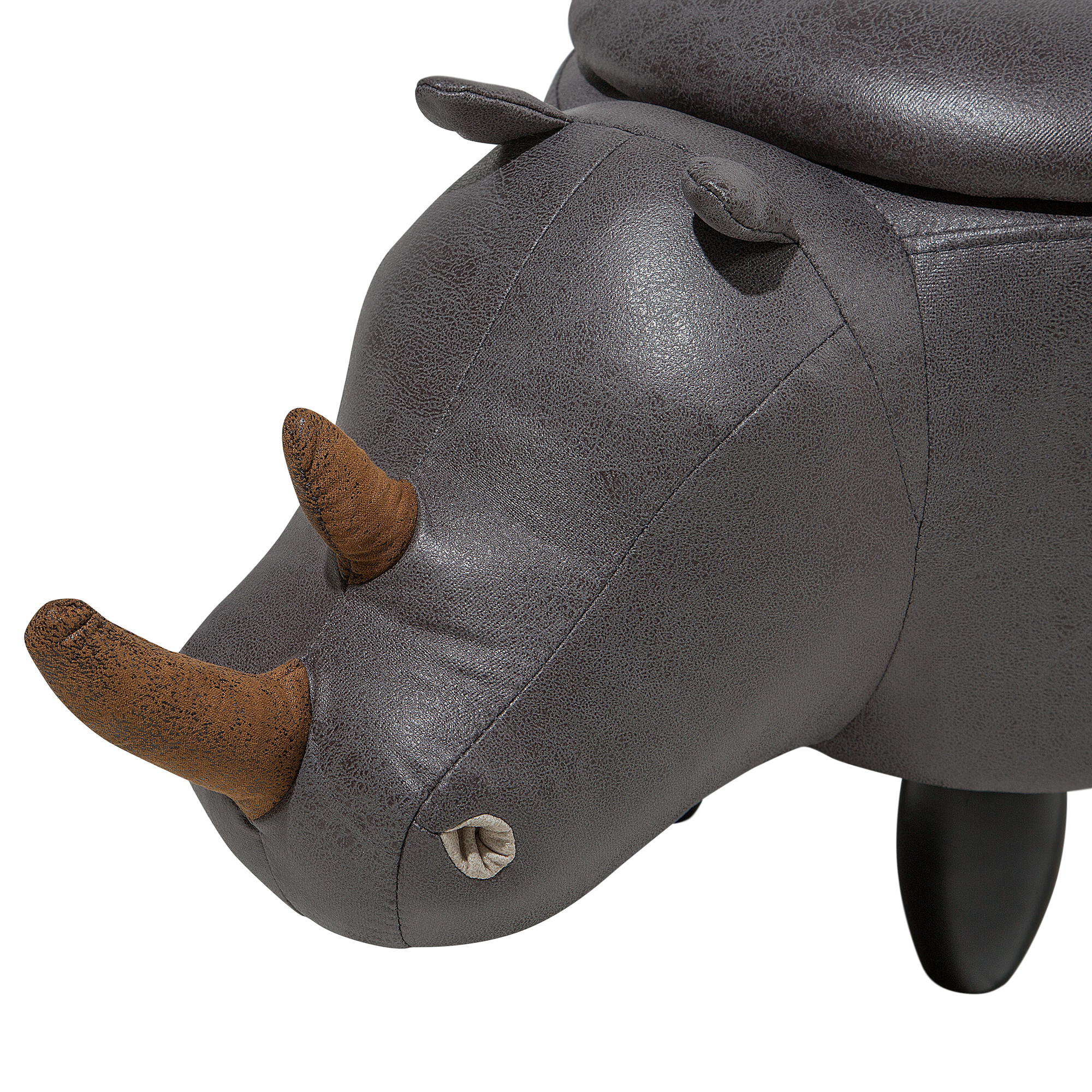 Pouf animaletto contenitore RHINO Pelle sintetica Grigio scuro - 6