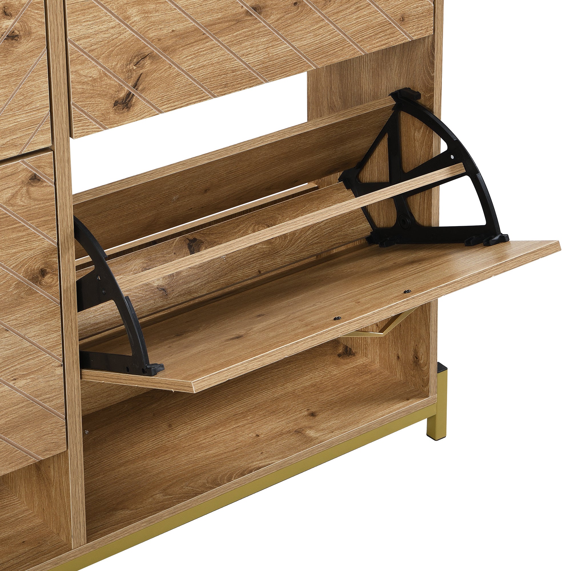 Meuble à chaussures moderne 108.5x24x100cm - avec 4 portes - MDF - Naturel - 7