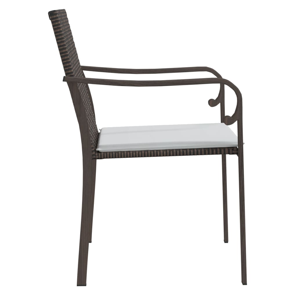 The Living Store - Chaises de jardin et coussins lot de 6 marron 56x59x84 cm rotin - 5