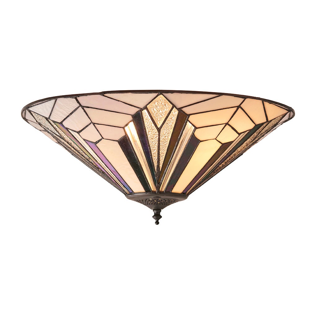 Plafon okrągły geometryczny ASTORIA brązowy 2xE27x20W szkło wym:20x48x48cm IP20 Tiffany