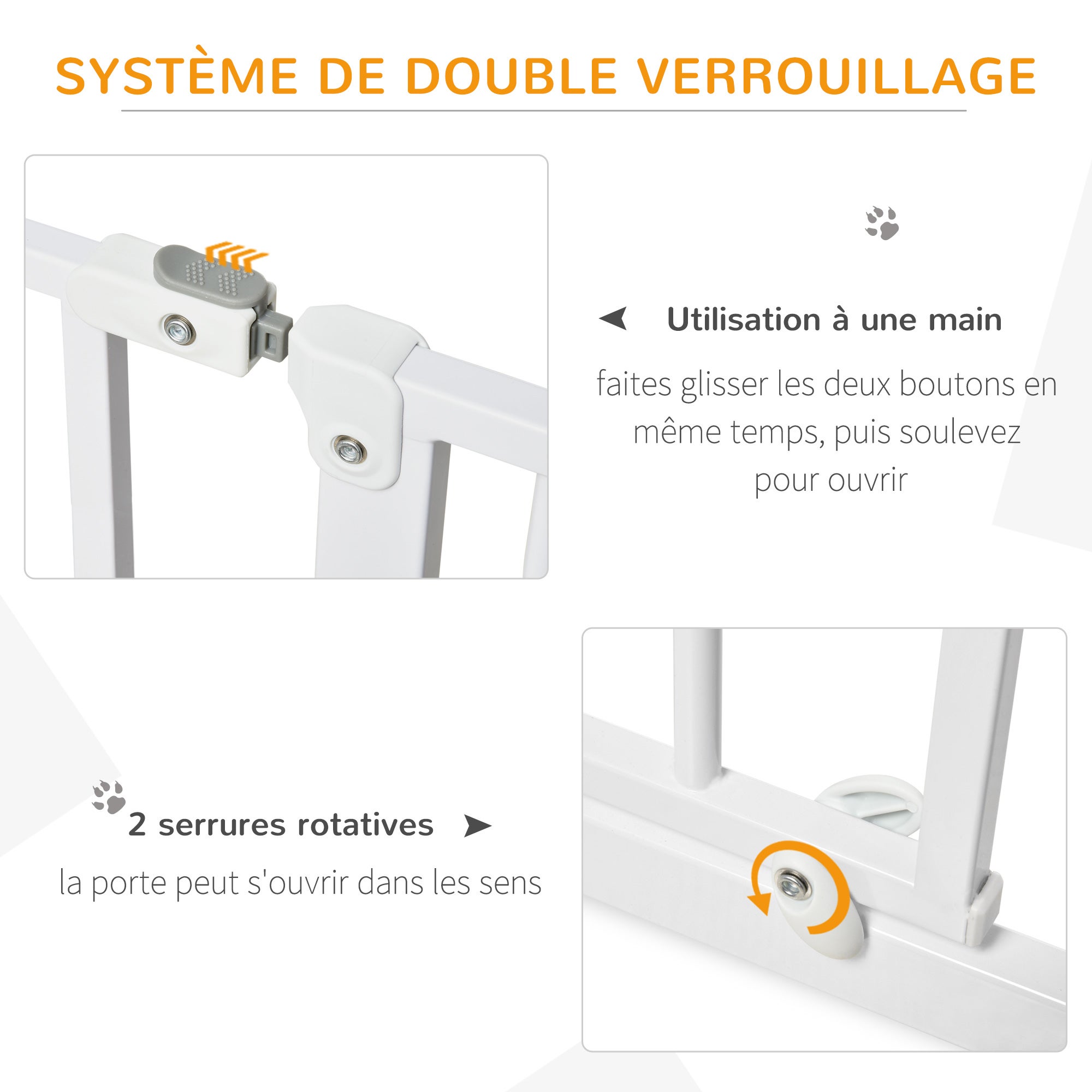 Barrière de sécurité animaux réglable avec porte acier ABS - 4