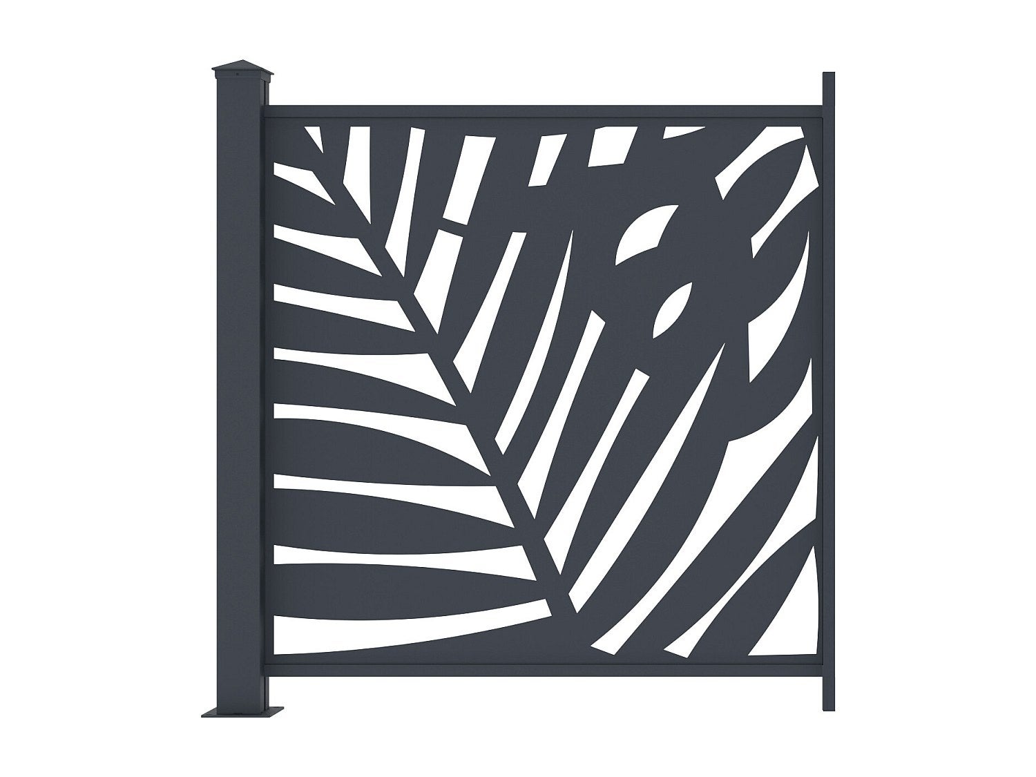 Clôture à poser en aluminium à motif tropical en découpe laser - Kit extension - H114 x L110 cm - Anthracite - TOGIRO - 3