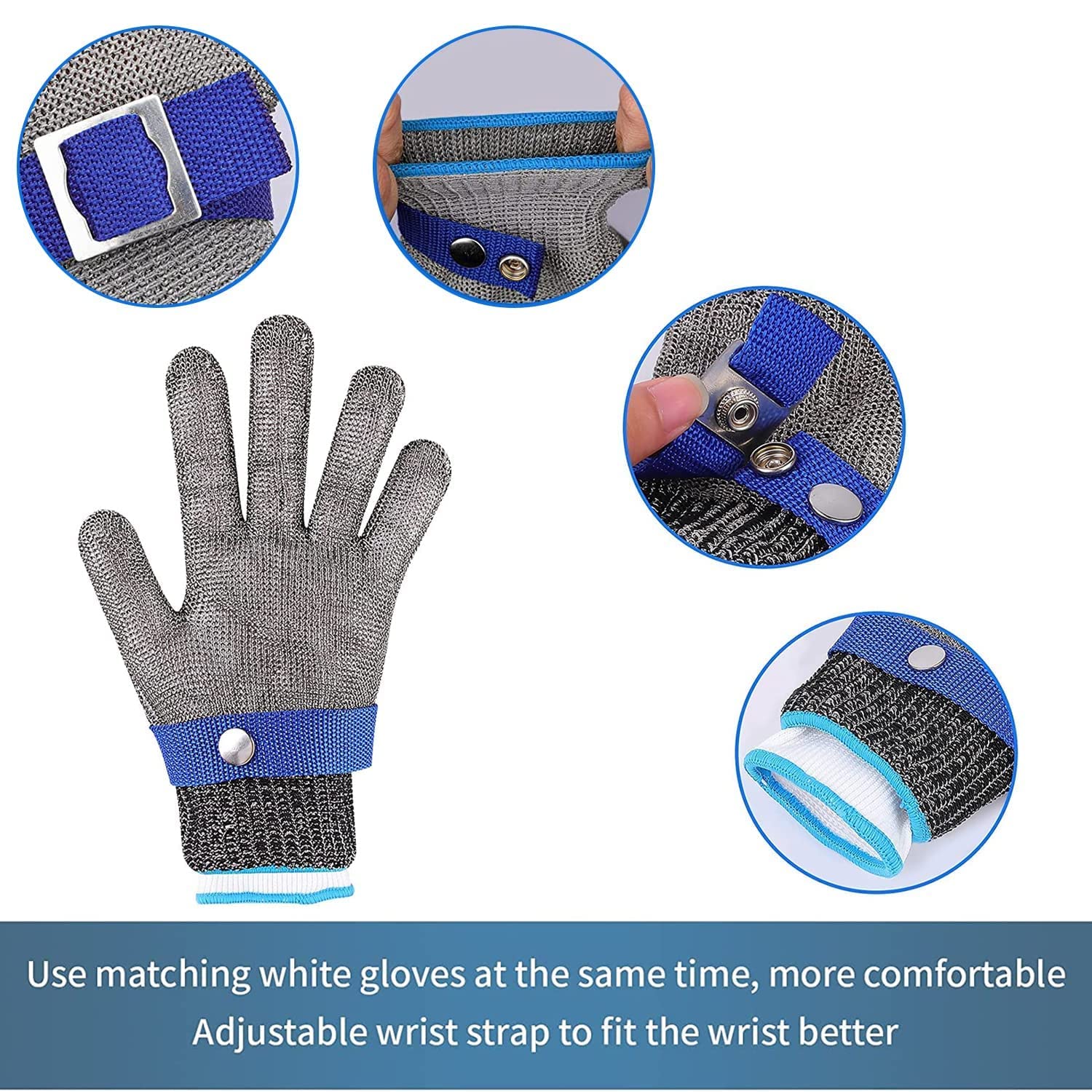 Gant Anti Coupure Cuisine Protection Niveau 9 Gants de Travail Gants à Huitres Gant Protection Cuisine pour Filet de Poisson, Découpe de Via（S） - 4