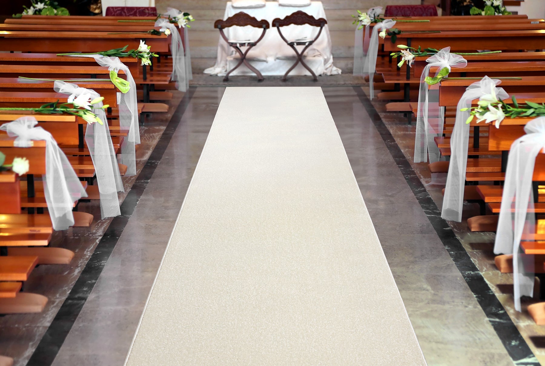 Jednolity chodnik KARMEL Gładki, jednokolorowy biały 80 cm 80x880 cm - 4