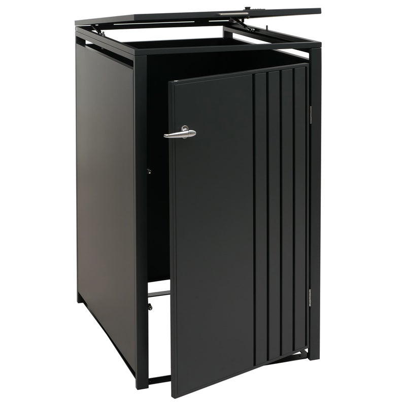 Osłona na pojemnik na śmieci 1 szt. HWC-O67, schowek na pojemnik na śmieci z pokrywą, metal 122 x 68 x 84 cm 35 kg ~ antracytowy