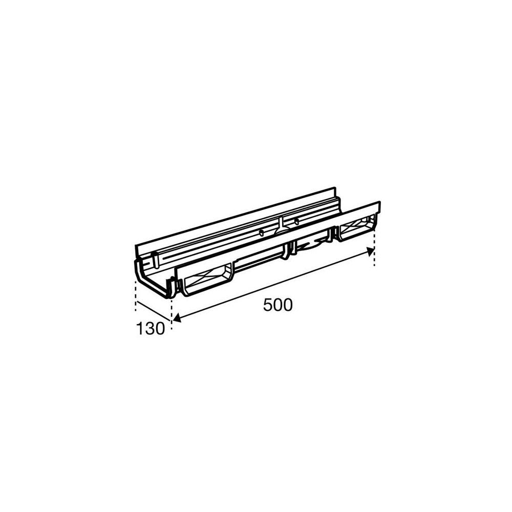 NICOLL Caniveau bas 0,5m PVC A15 ou B125 largeur 130 - 6