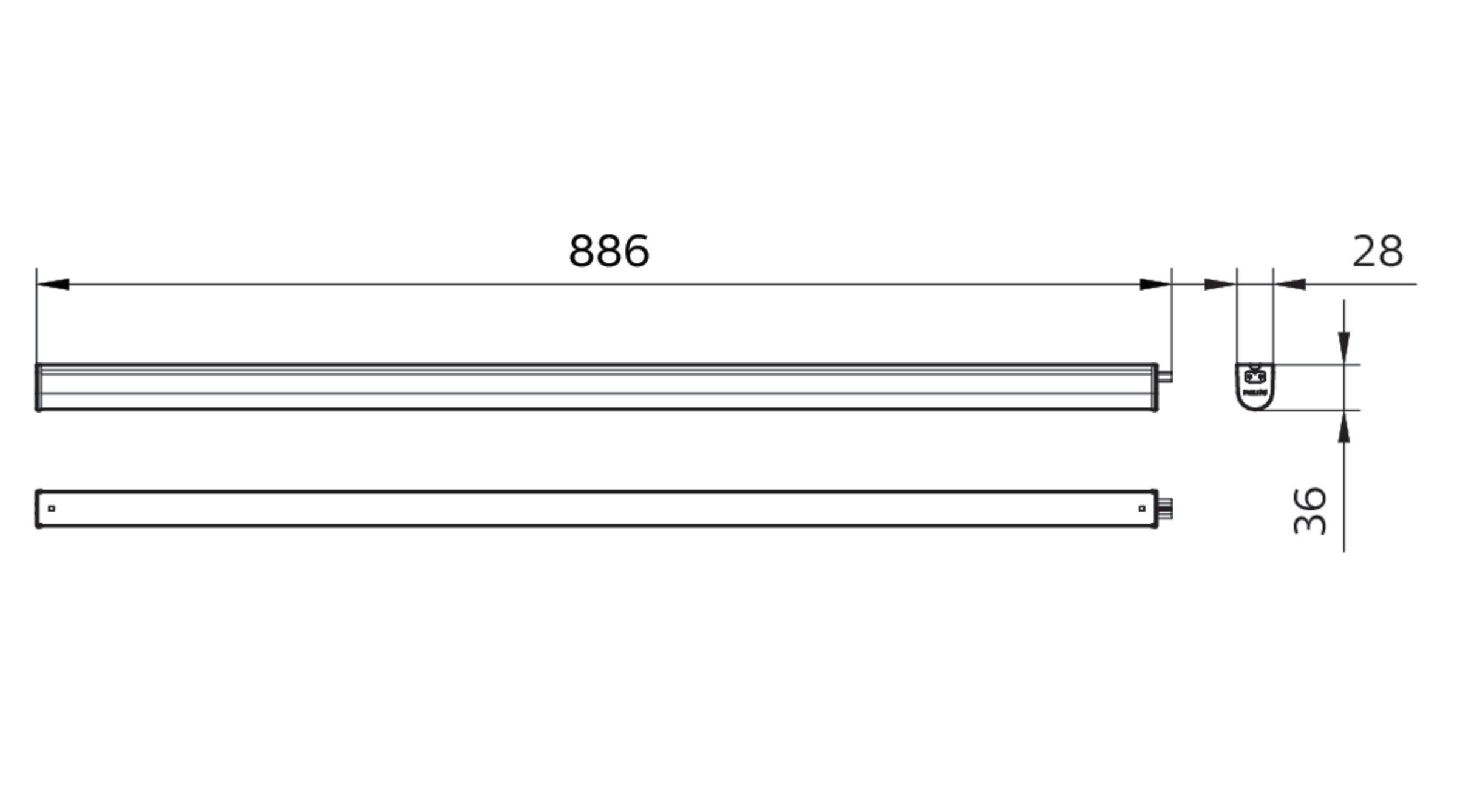 Réglette LED - Ledinaire BN060C Batten - BN021C LED15S - Philips - 15 W - 1600 lm - 4000 K - L. 900 mm - 3